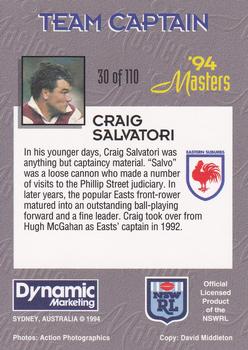 1994 Dynamic NSW Rugby League '94 Masters #30 Craig Salvatori Back